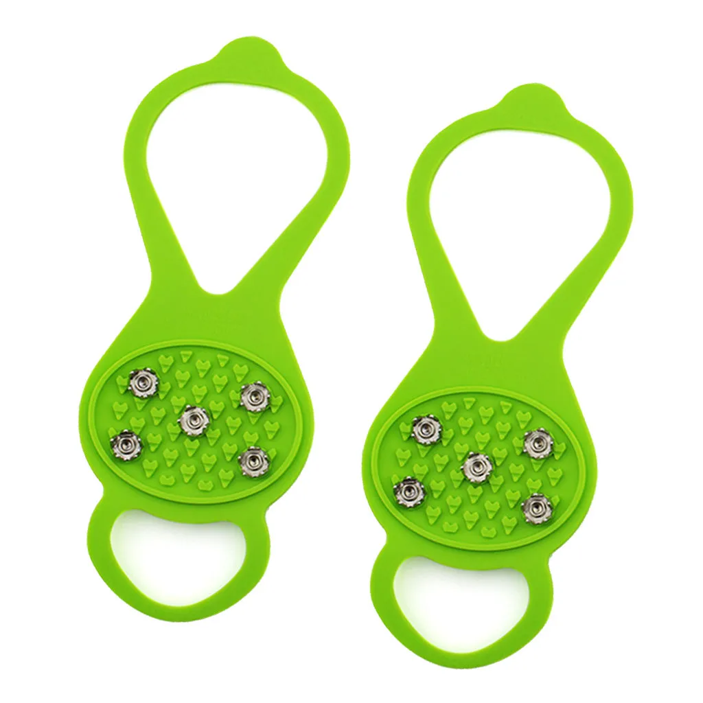 1 Pair 5 Teeth Anti-slip Ice Snow Shoe Walk Cleats Grips Green