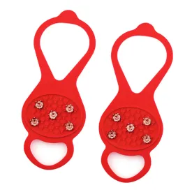 1 Pair 5 Teeth Anti-slip Ice Snow Shoe Walk Cleats Grips Red