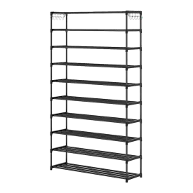 10 Tier Black Shoe Rack Metal Shoe Storage Organizer Rack 50-Pair Large Capacity