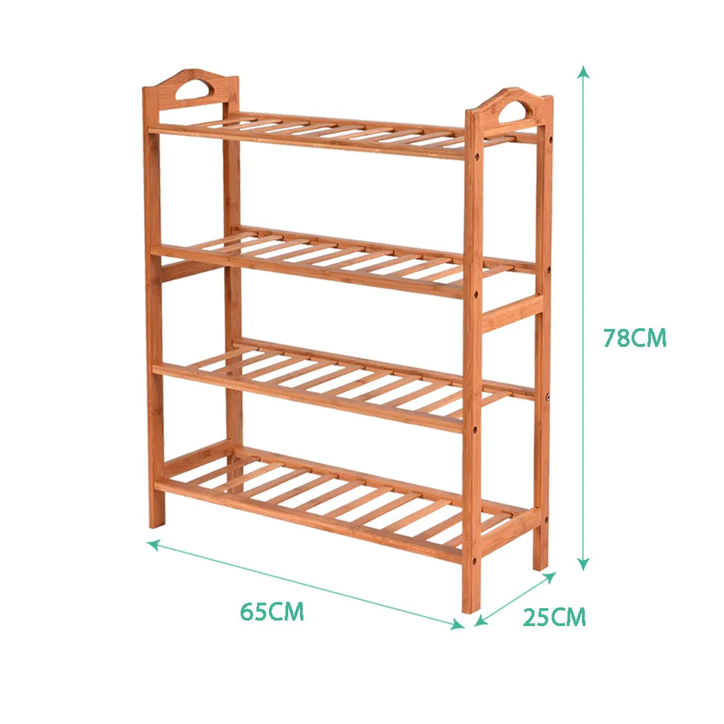 4 Tiers Bamboo Shoe Rack Storage Organizer Wooden Shelf Stand Shelves