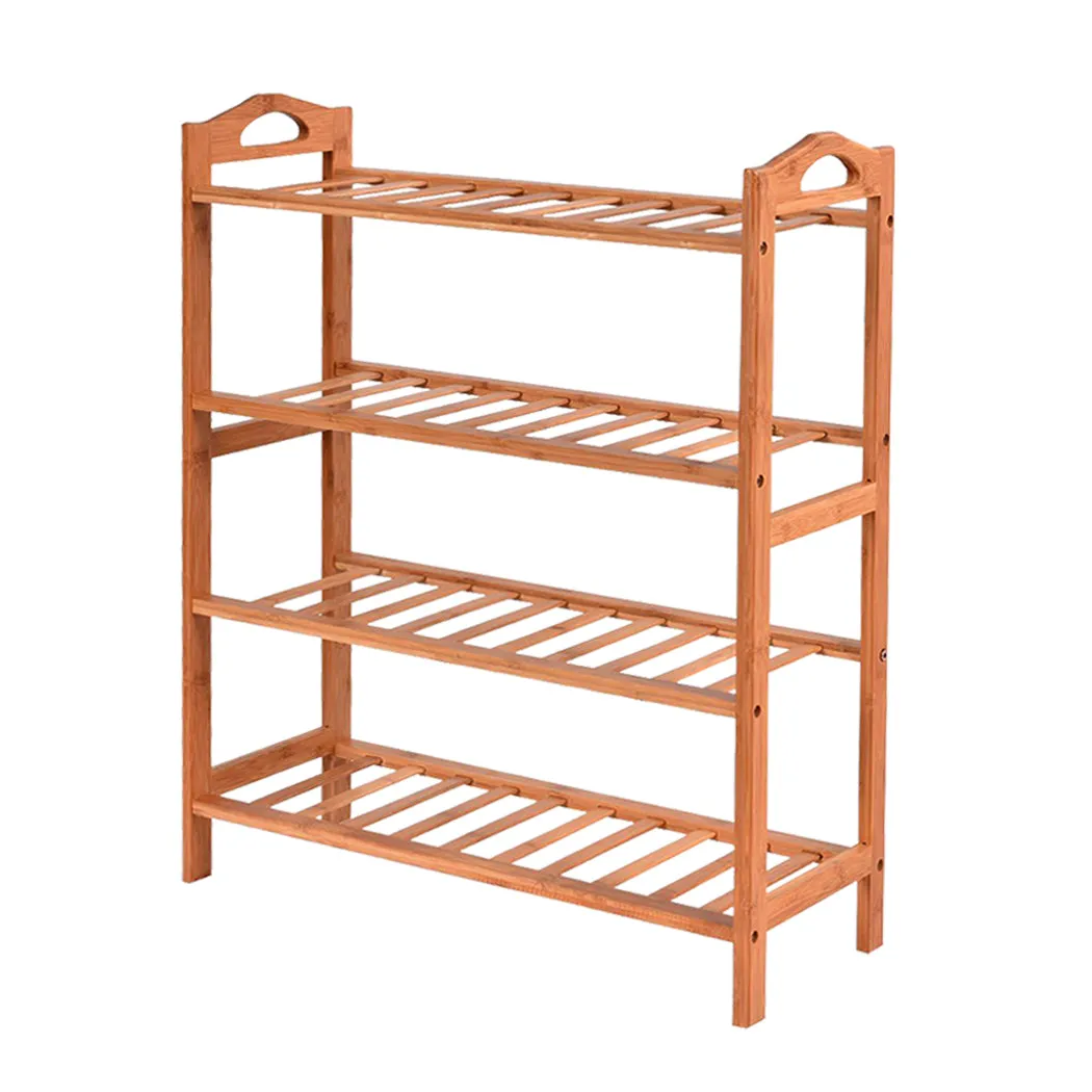 4 Tiers Bamboo Shoe Rack Storage Organizer Wooden Shelf Stand Shelves