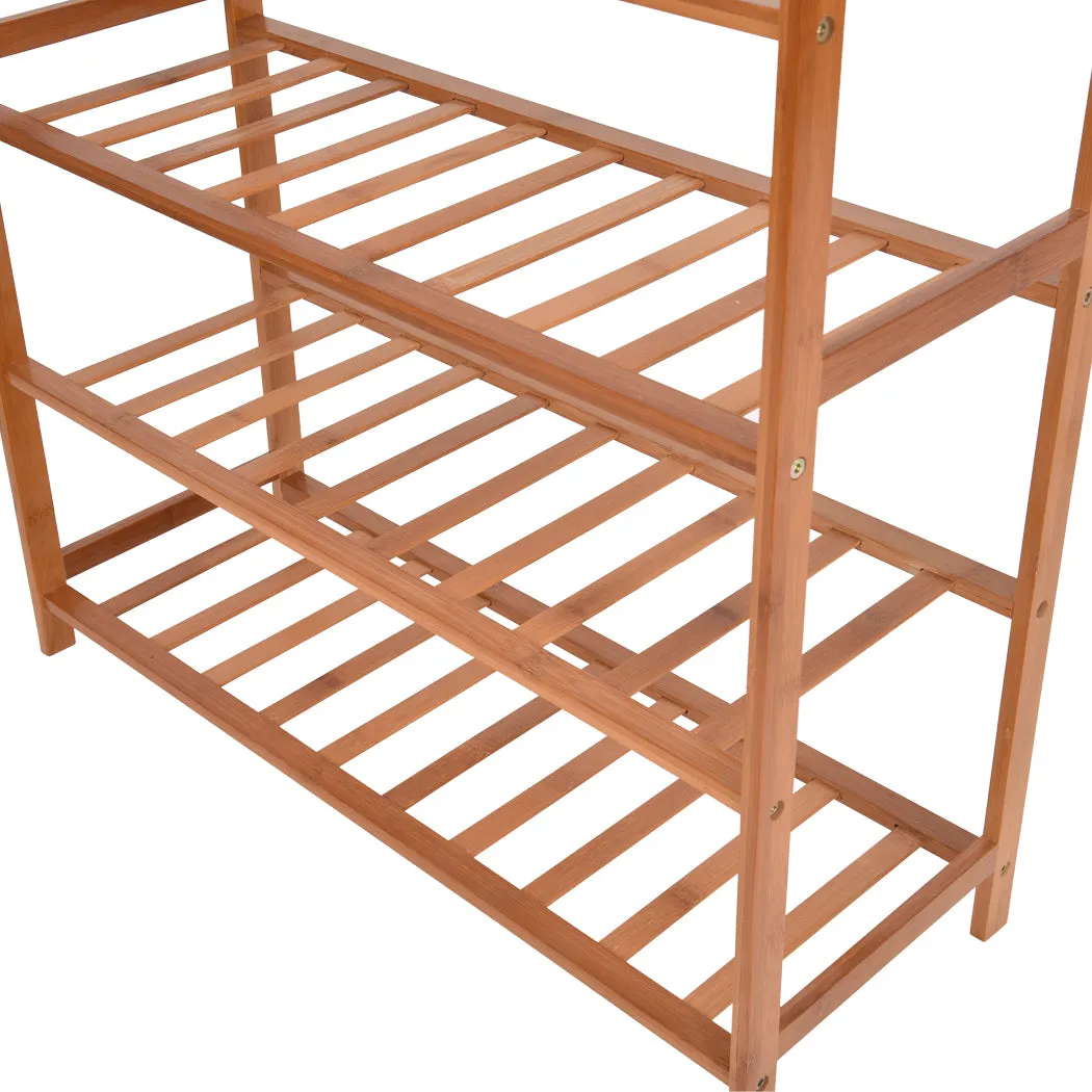 4 Tiers Bamboo Shoe Rack Storage Organizer Wooden Shelf Stand Shelves