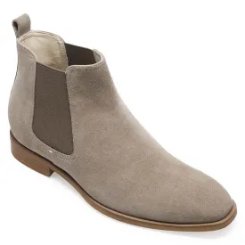 7CM / 2.76 Inches CHAMARIPA High Heel Shoes For Men - Height Increasing Boots - Khaki Suede Leather Chelsea Boots