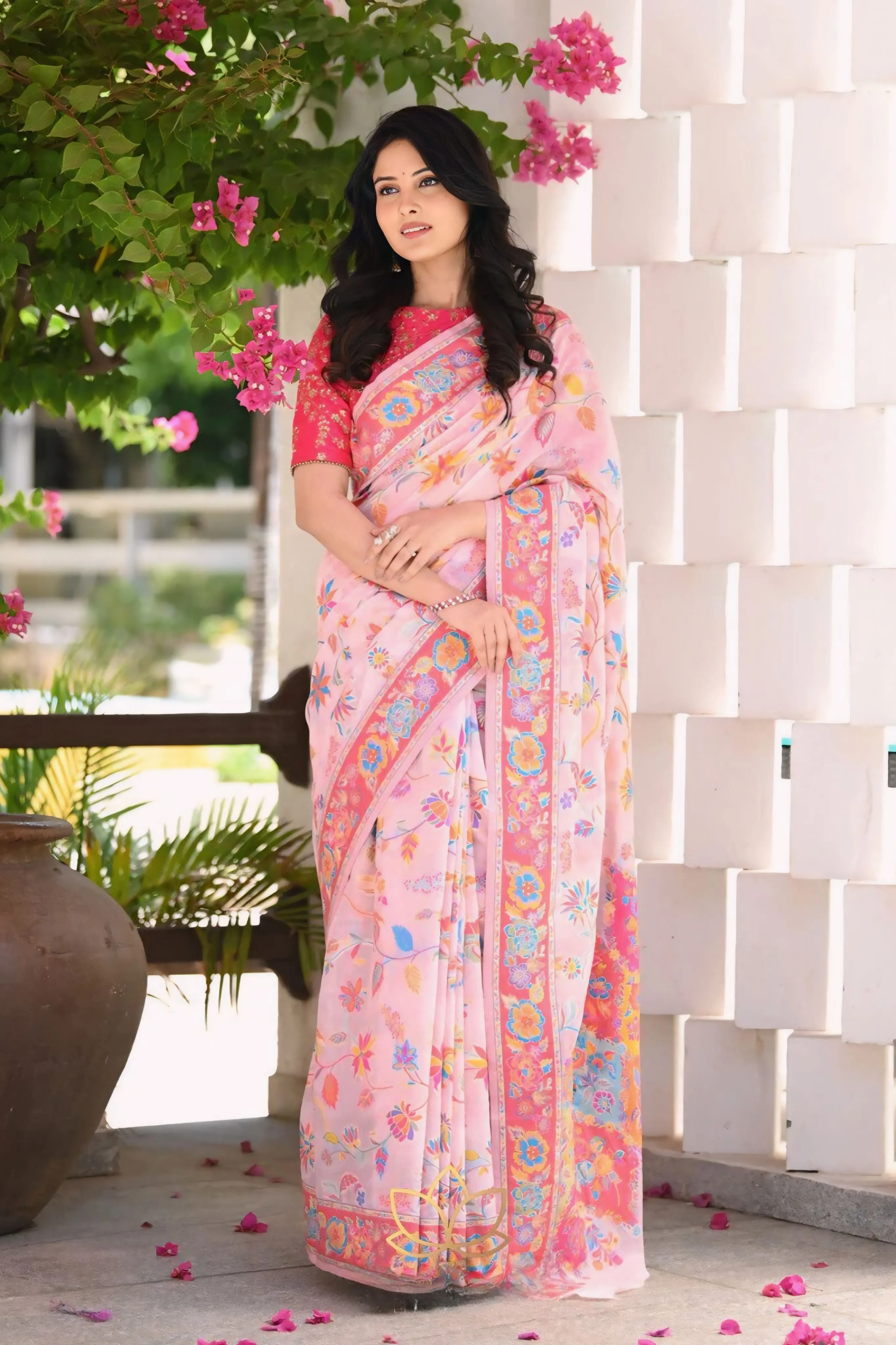 A SAREE ADORNED IN MULTICOLORE FLOWERS