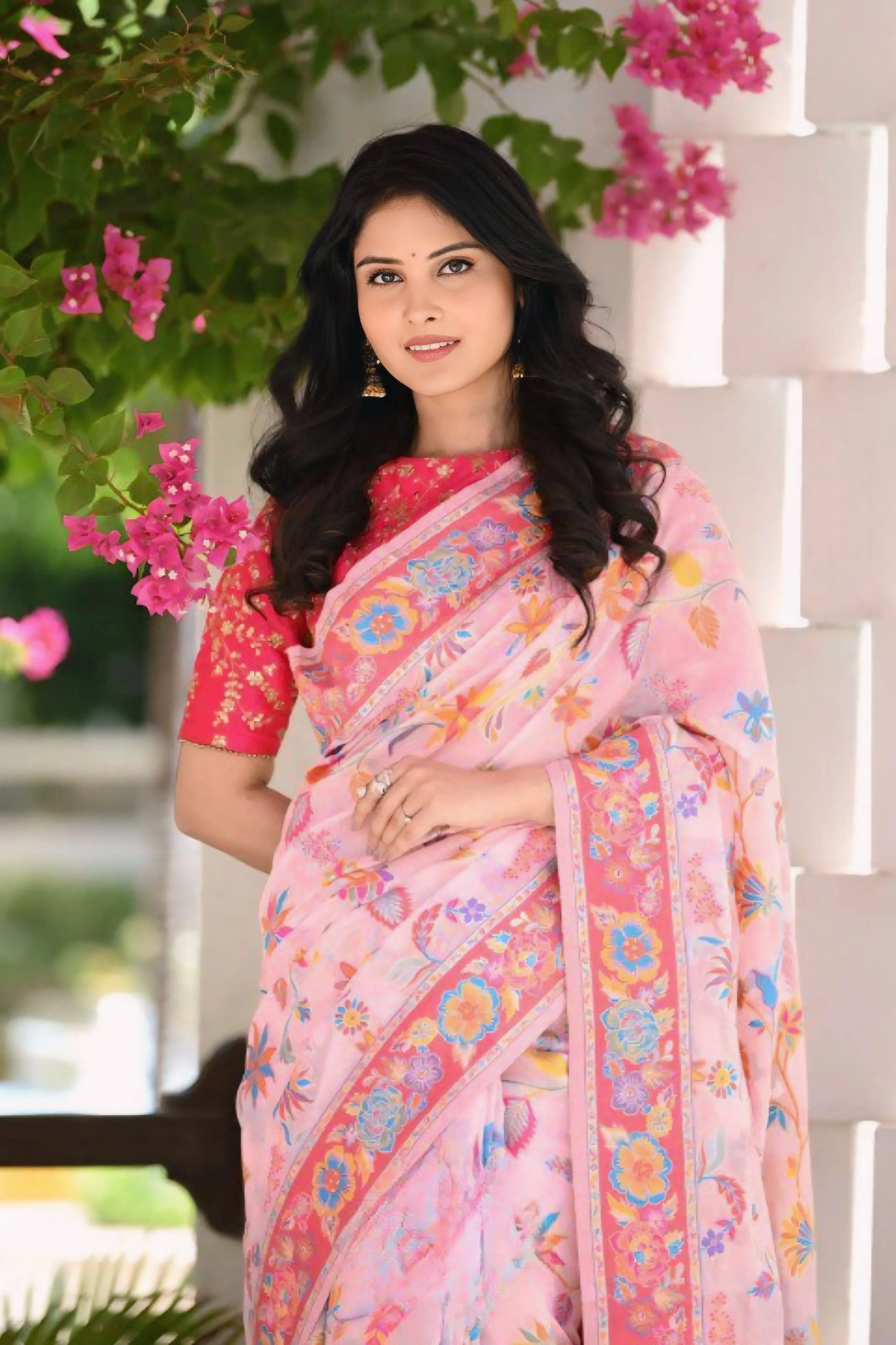 A SAREE ADORNED IN MULTICOLORE FLOWERS