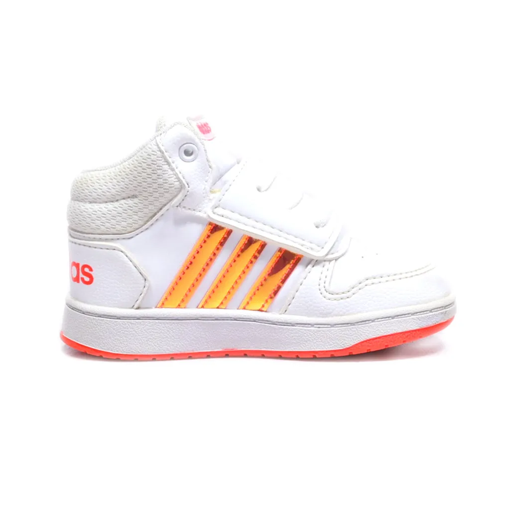 Adidas Hoops Mid Sneakers Leather White Colour For Kids