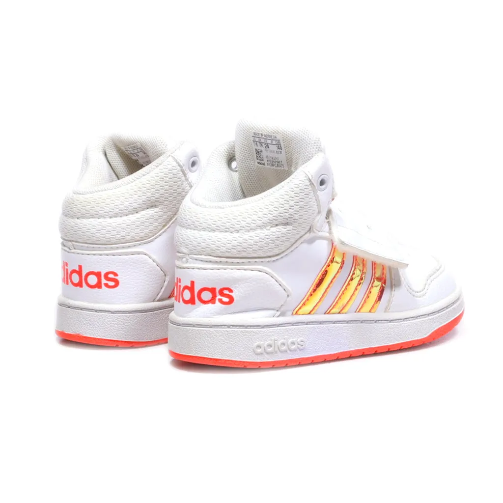 Adidas Hoops Mid Sneakers Leather White Colour For Kids