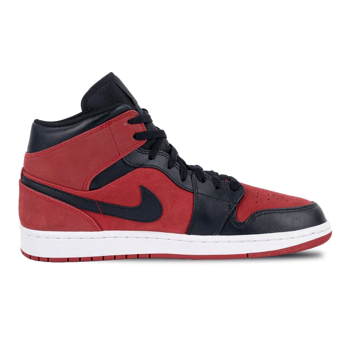 Air Jordan 1 High-Top Sneakers Nubuck Leather Red Colour For Men