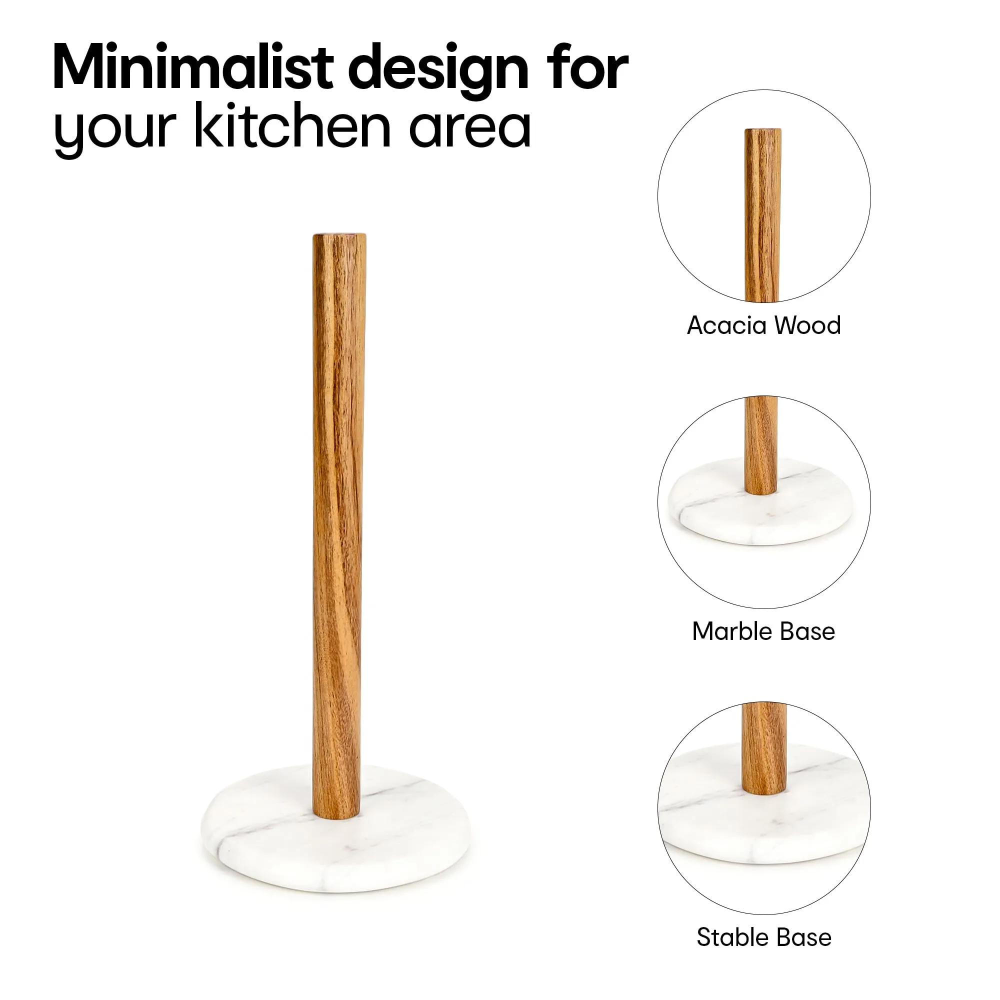 Anko Marble and Acacia Paper Towel Stand | Functional and Stylish Kitchen Organizer