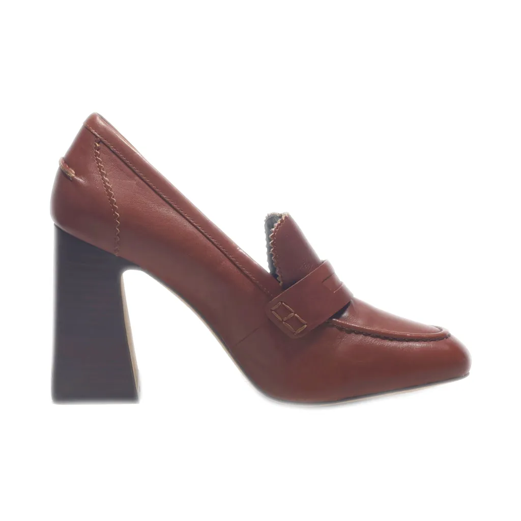 Autograph High-Heel Shoes Leather Brown Colour For Women