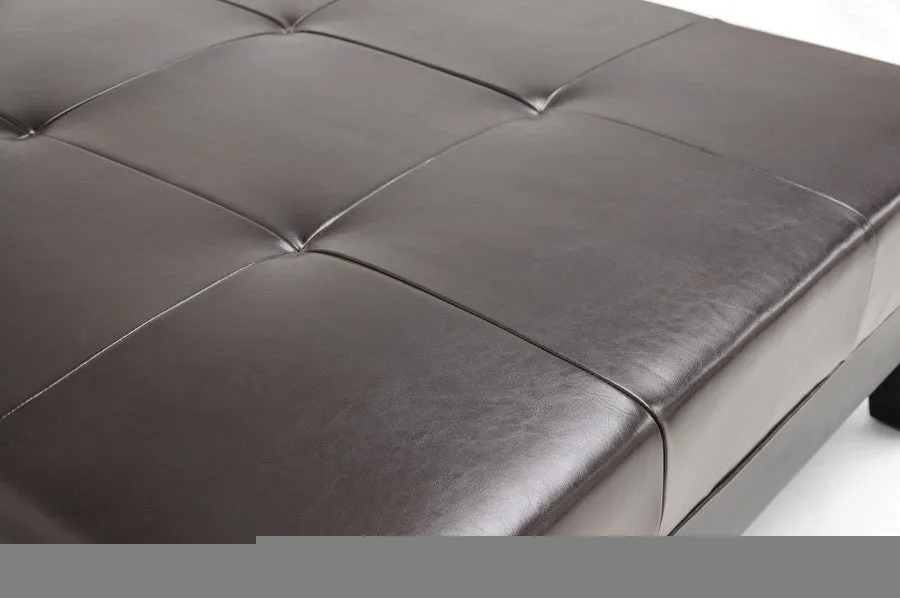 Baxton Studio Large Full Leather Square Cocktail Ottoman