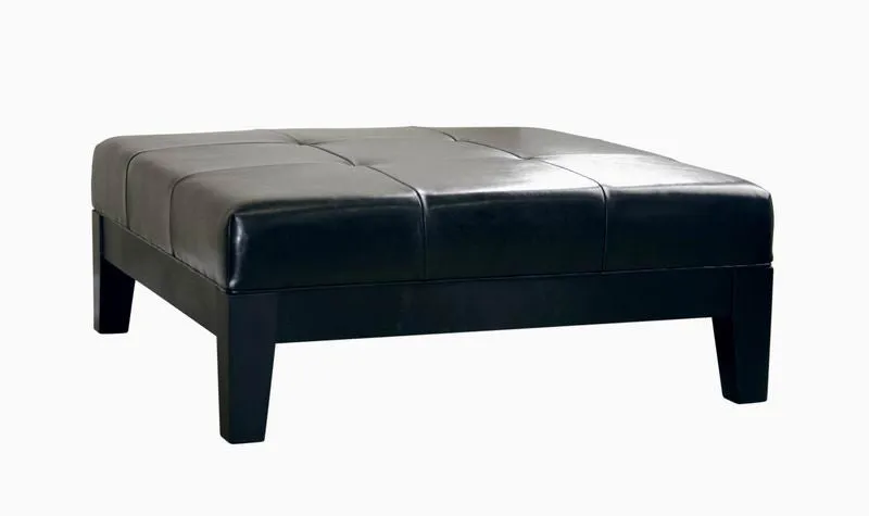 Baxton Studio Large Full Leather Square Cocktail Ottoman