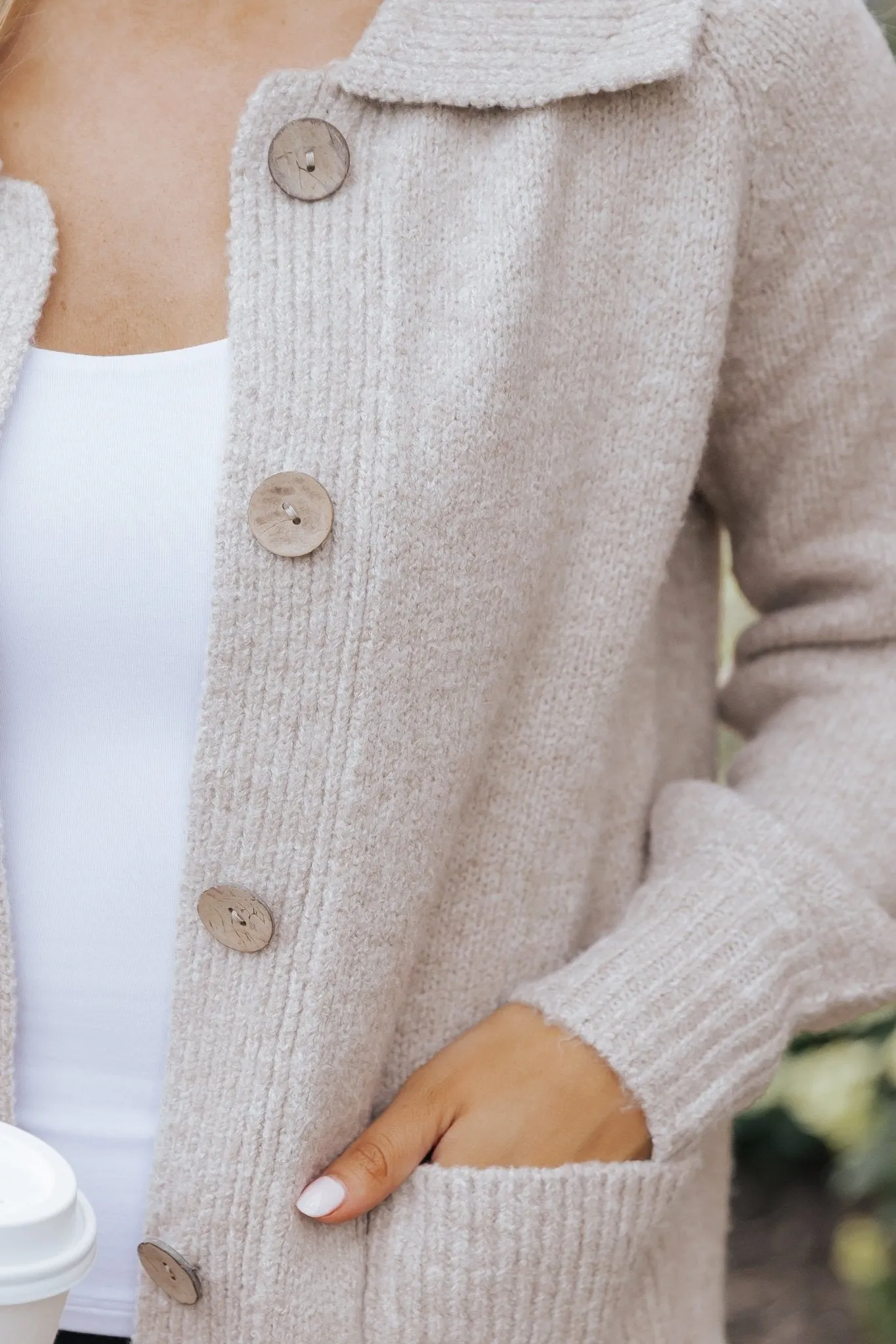 Beige Button Down Sweater Cardigan - FINAL SALE