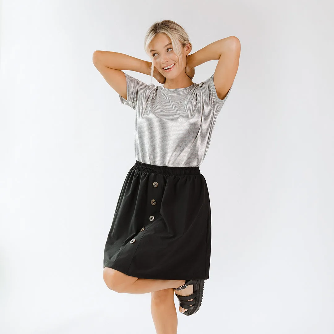 Black Buttoned Up Skirt