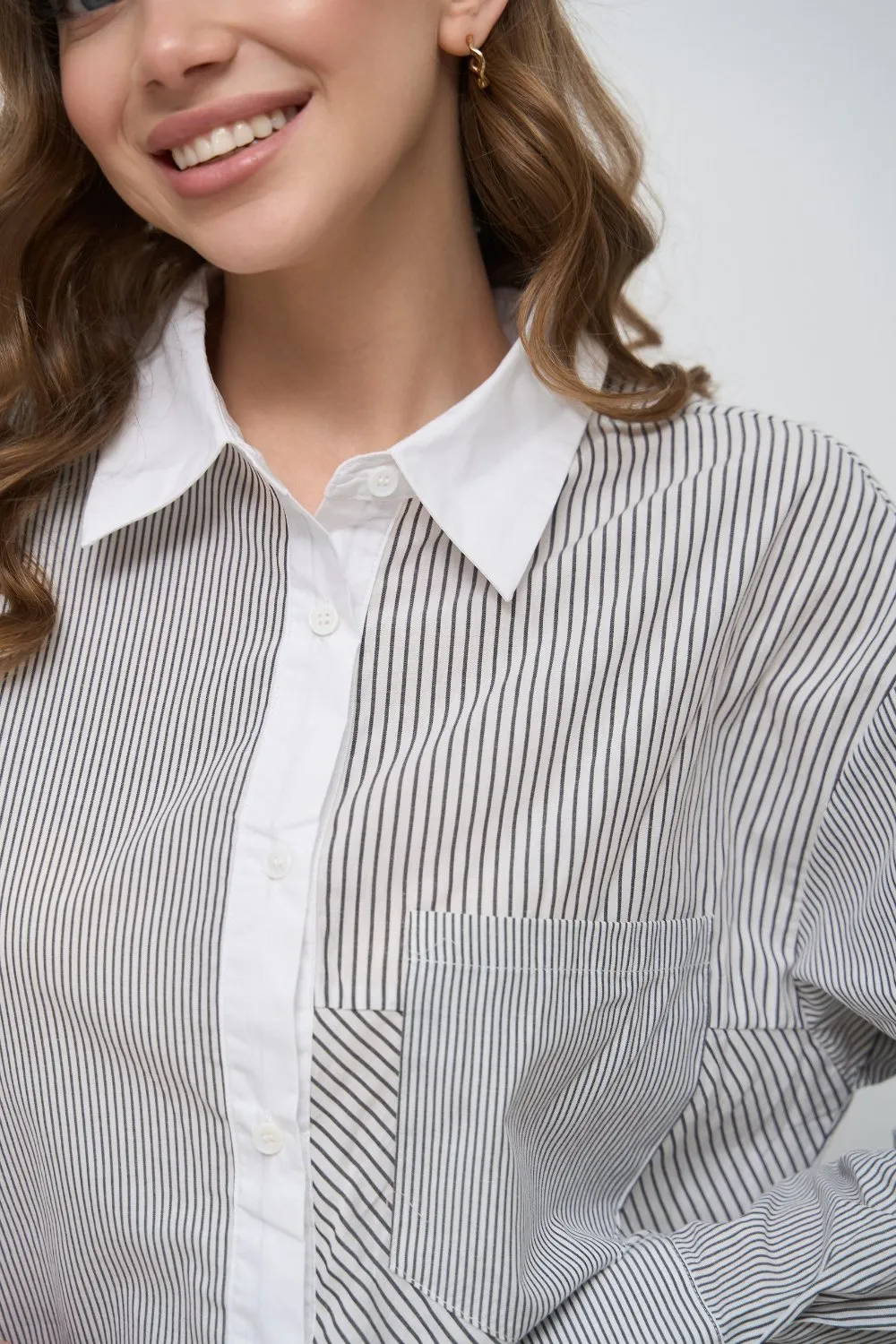 Black Stripe Cropped Shirt