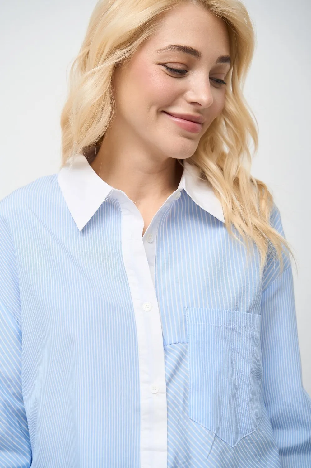 Blue Stripe Cropped Shirt