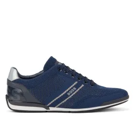 BOSS Blue Knitted Upper Low Top Trainers