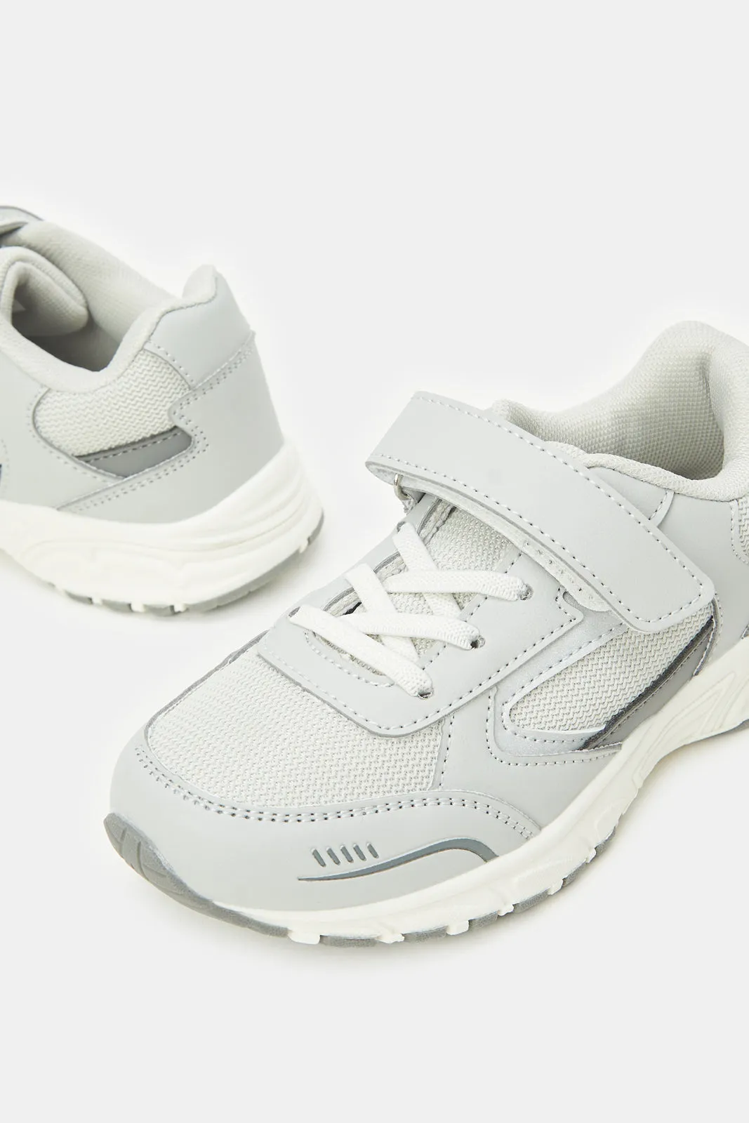 Boys Grey Colour Block Trainer