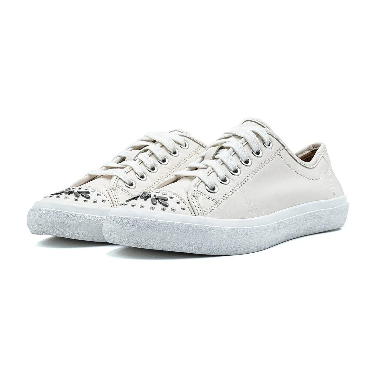 Coach Studs Low-Top Sneakers Leather Beige Colour For Women