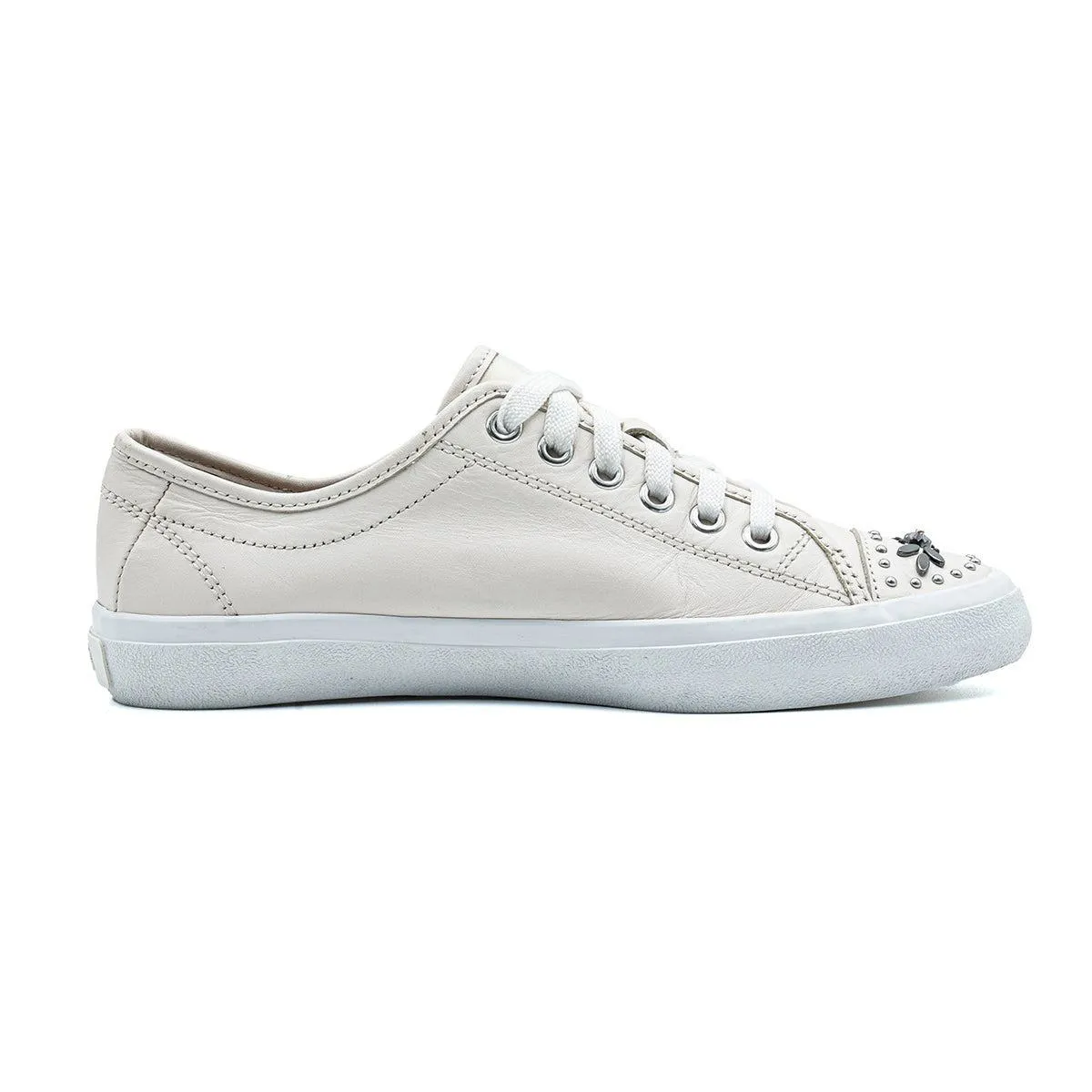 Coach Studs Low-Top Sneakers Leather Beige Colour For Women