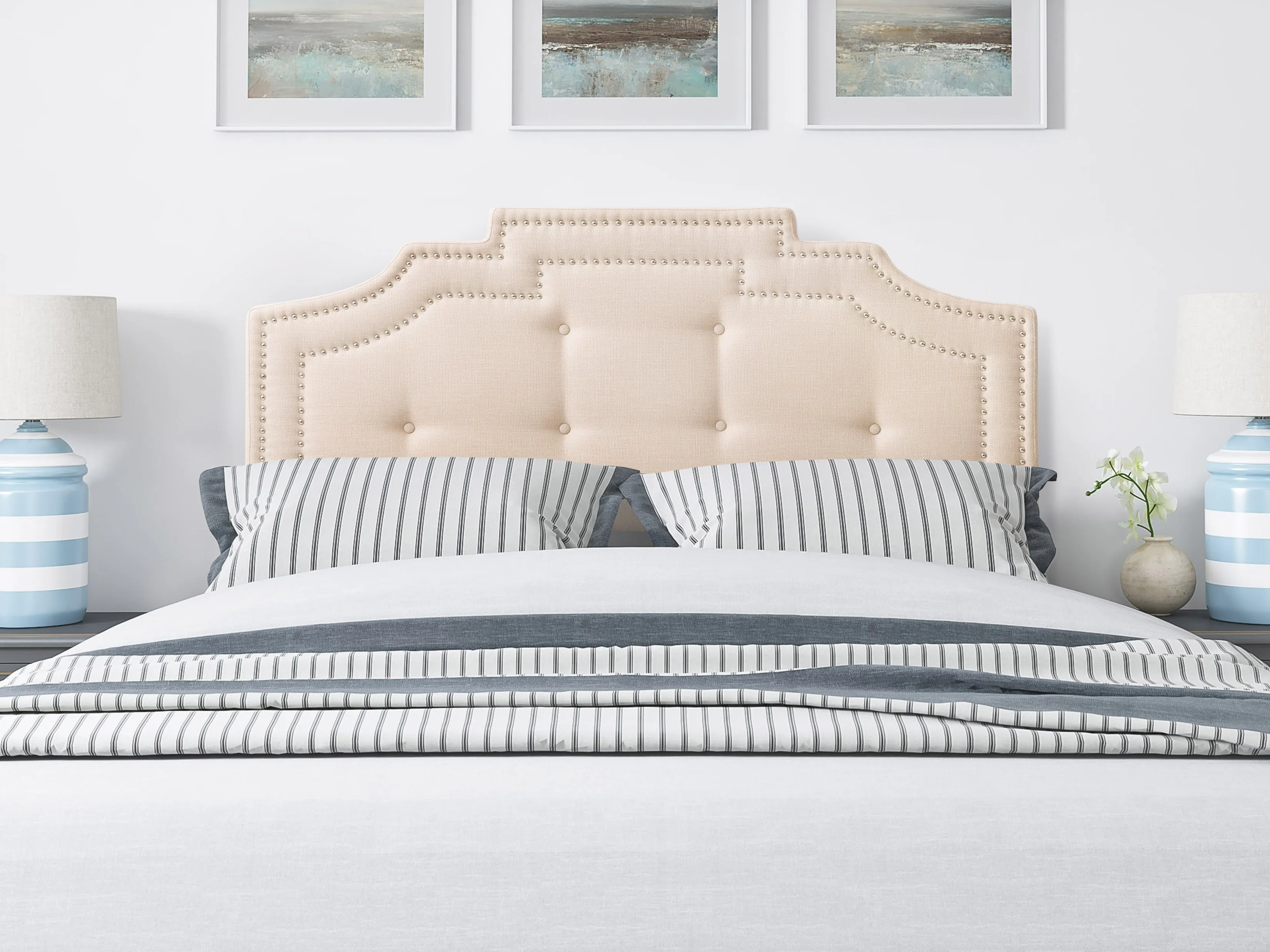 Cream Padded Queen Headboard