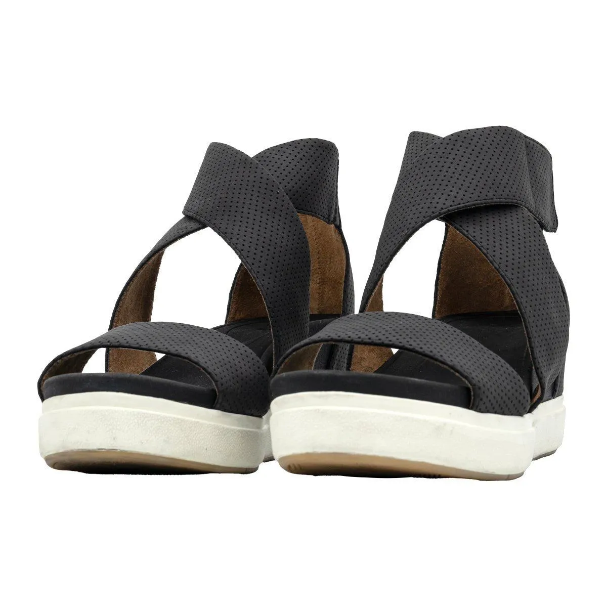 Dr. Scholl'S Sheena Wedge Sandals Leather Black Colour For Women