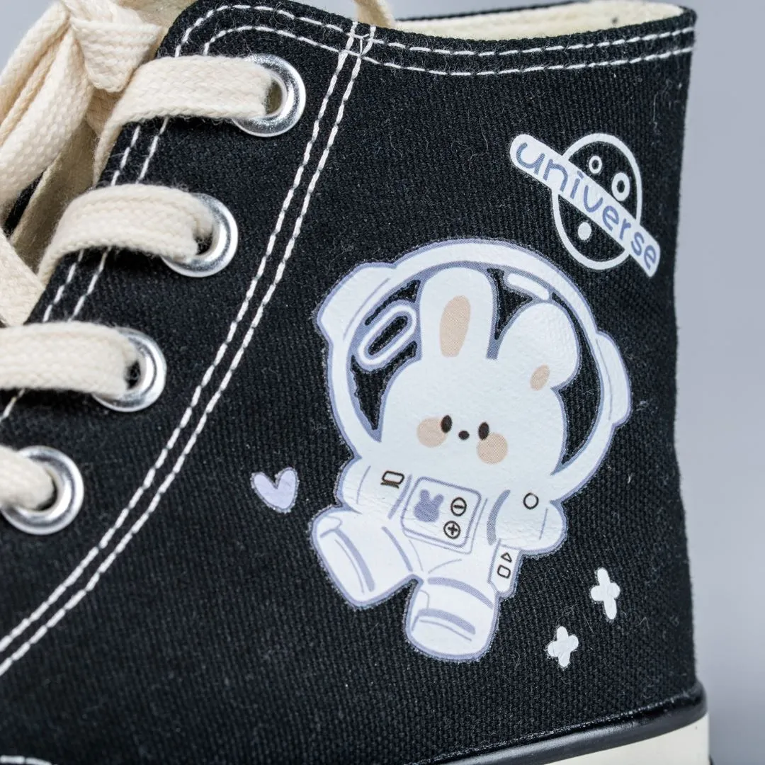 Flying Space Bunny High Top Canvas Shoes - Unisex