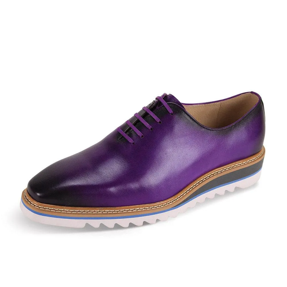 Giovanni Purple Men's Oxford Lace-up Leather Shoes Rubber Sole -RUBEN