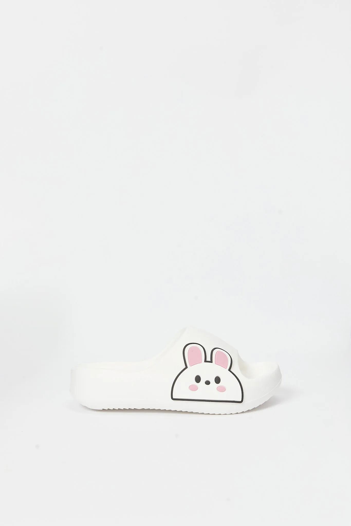 Girls White Bunny Trim Slide