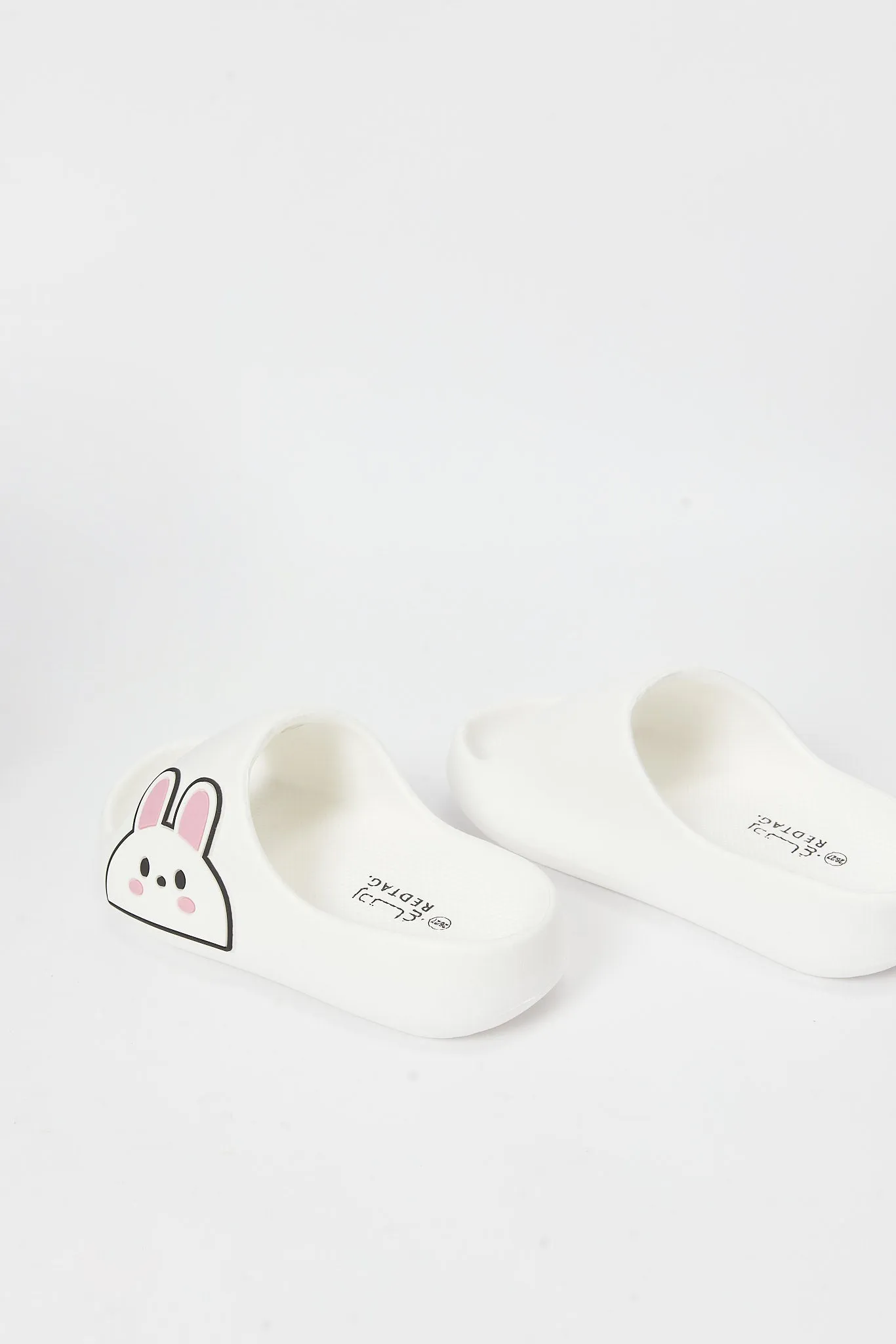 Girls White Bunny Trim Slide