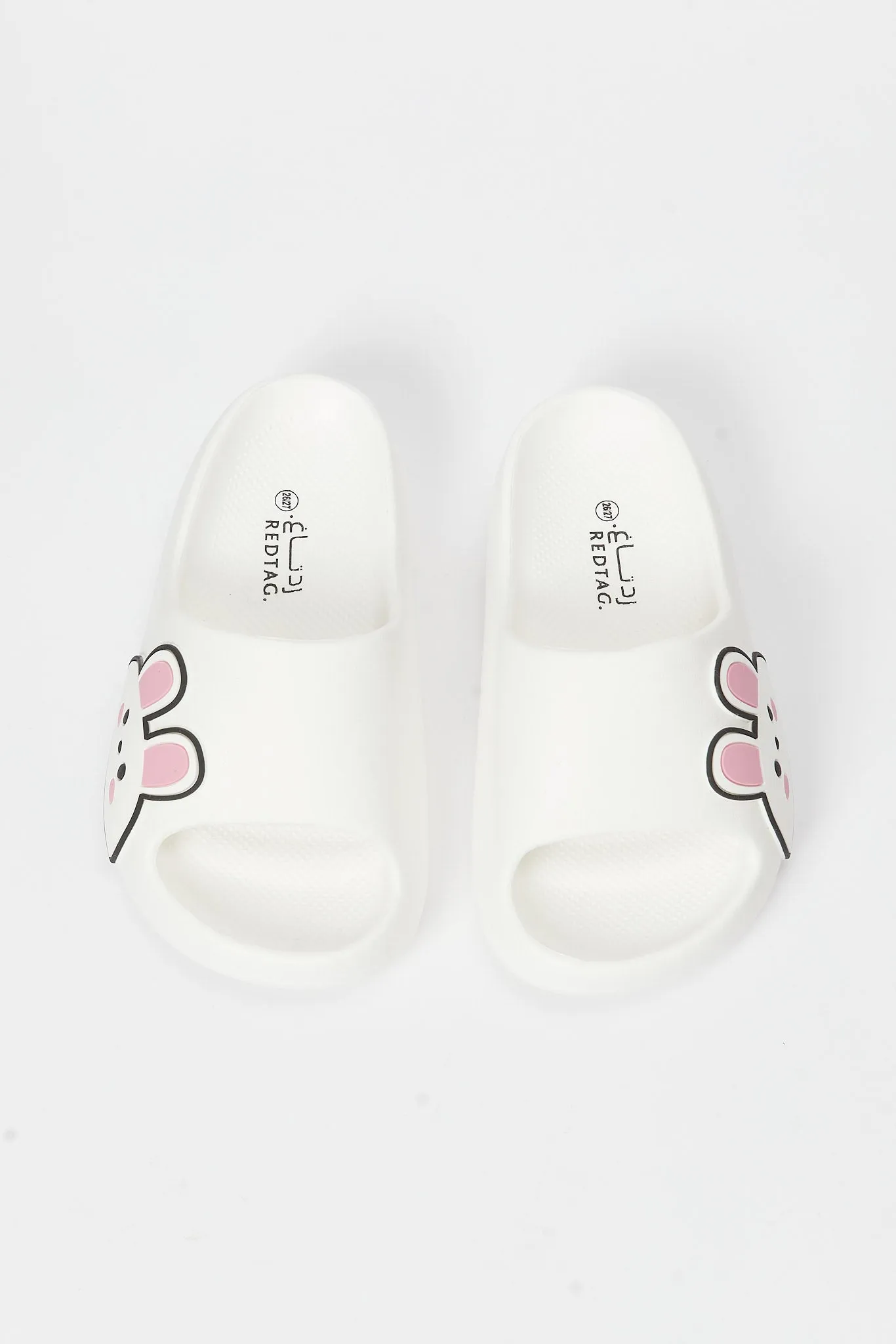 Girls White Bunny Trim Slide