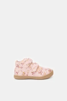 Infant Girls Pink Floral Print High-Top Sneakers