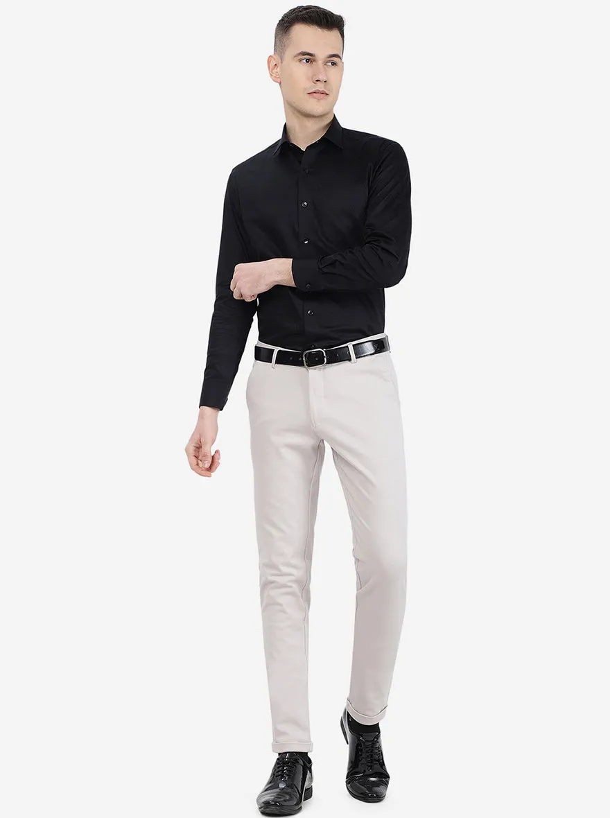 Ivory Solid Slim Fit Club Wear Trouser | JB Studio