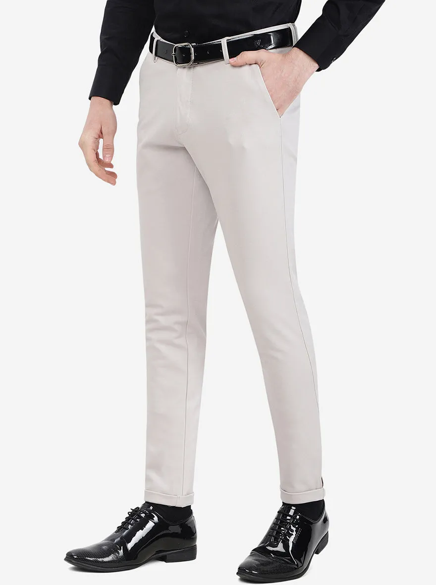 Ivory Solid Slim Fit Club Wear Trouser | JB Studio