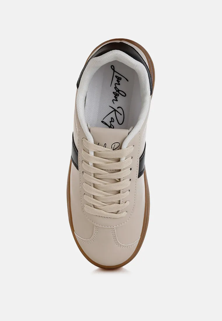 Knockout Faux Leather Lace-Up Sneakers