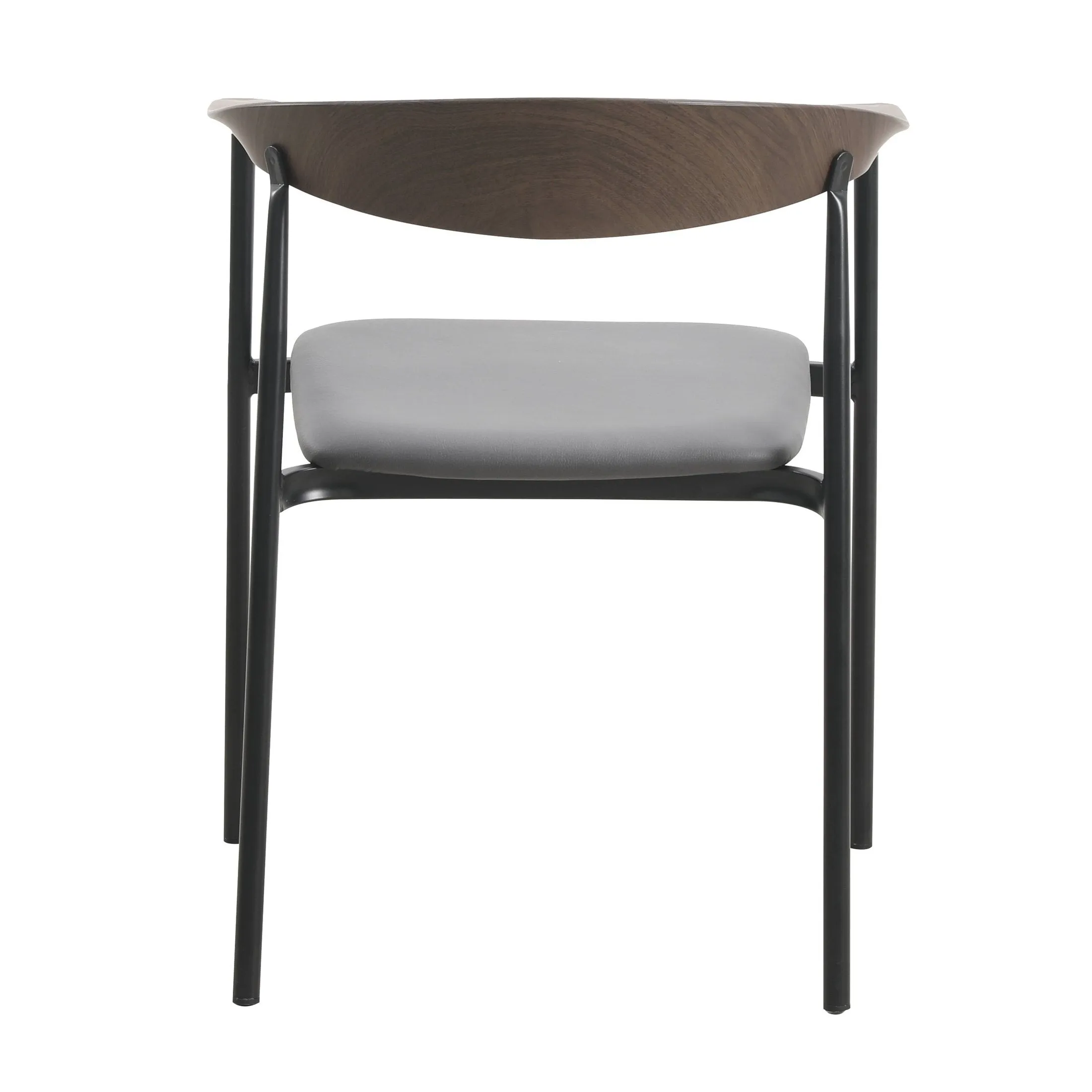 Kora Leather Dining Chair with Open-Back Design and Stainless Steel Frame and Legs Set of 2