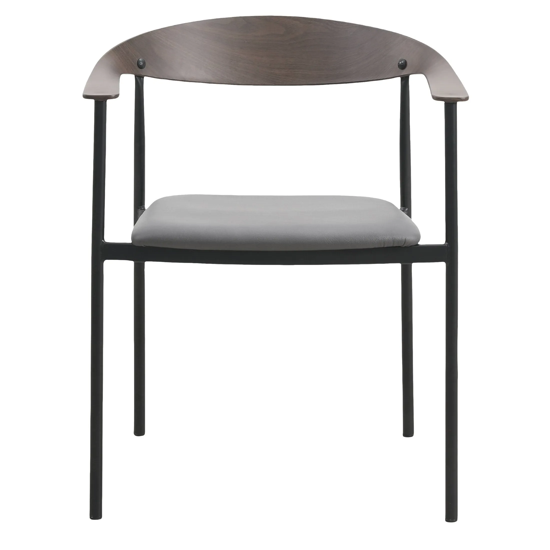 Kora Leather Dining Chair with Open-Back Design and Stainless Steel Frame and Legs Set of 2