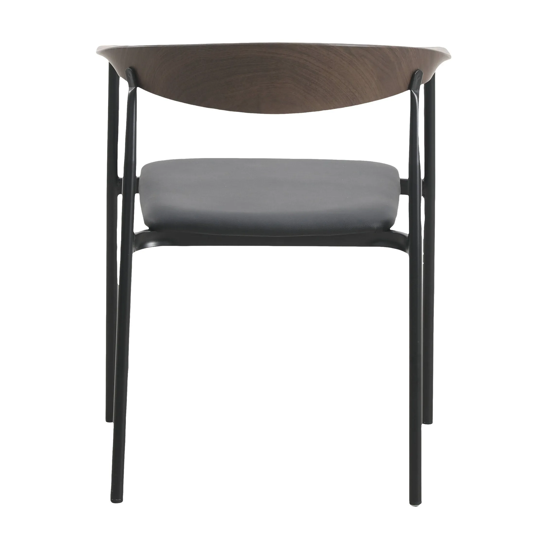 Kora Leather Dining Chair with Open-Back Design and Stainless Steel Frame and Legs Set of 2