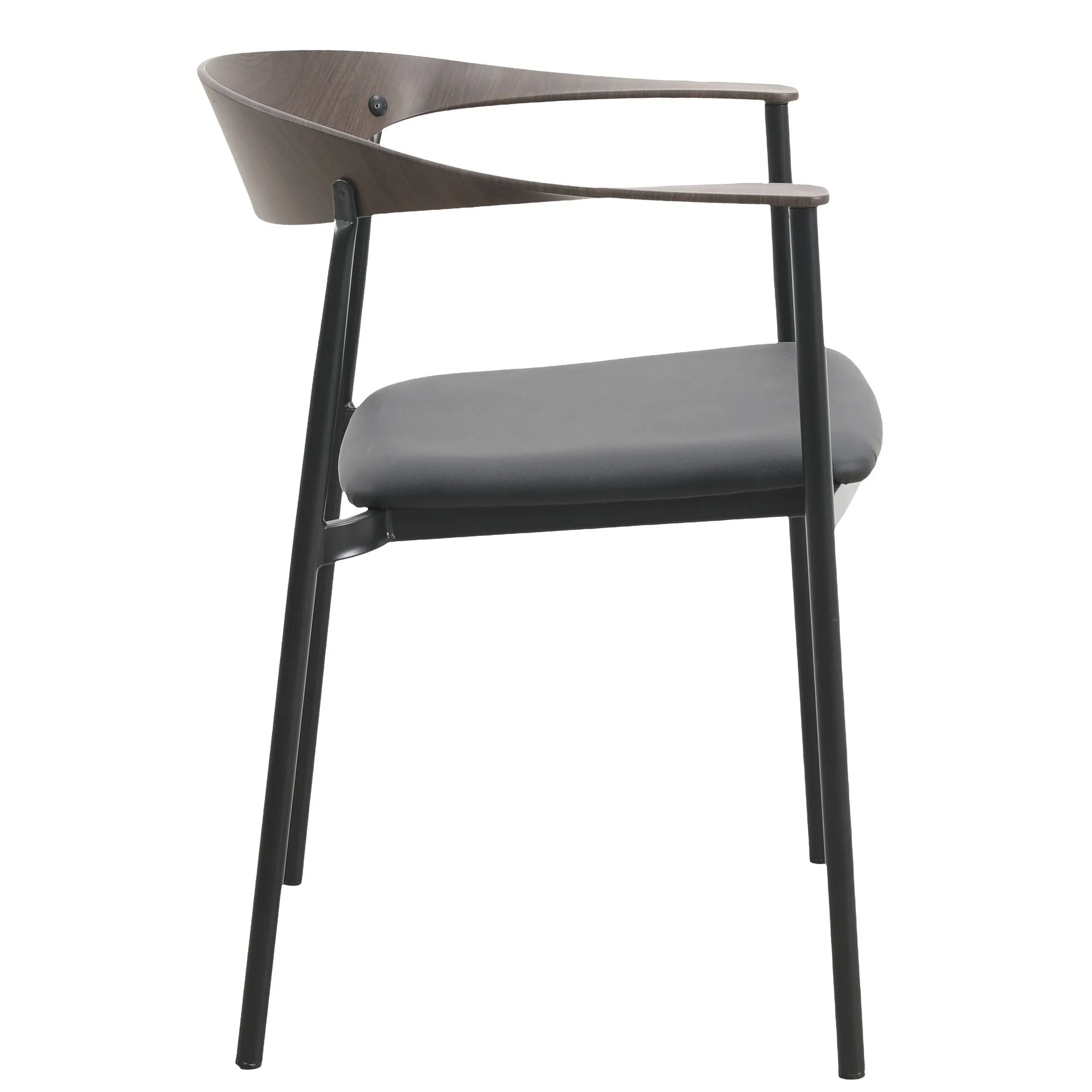 Kora Leather Dining Chair with Open-Back Design and Stainless Steel Frame and Legs Set of 2