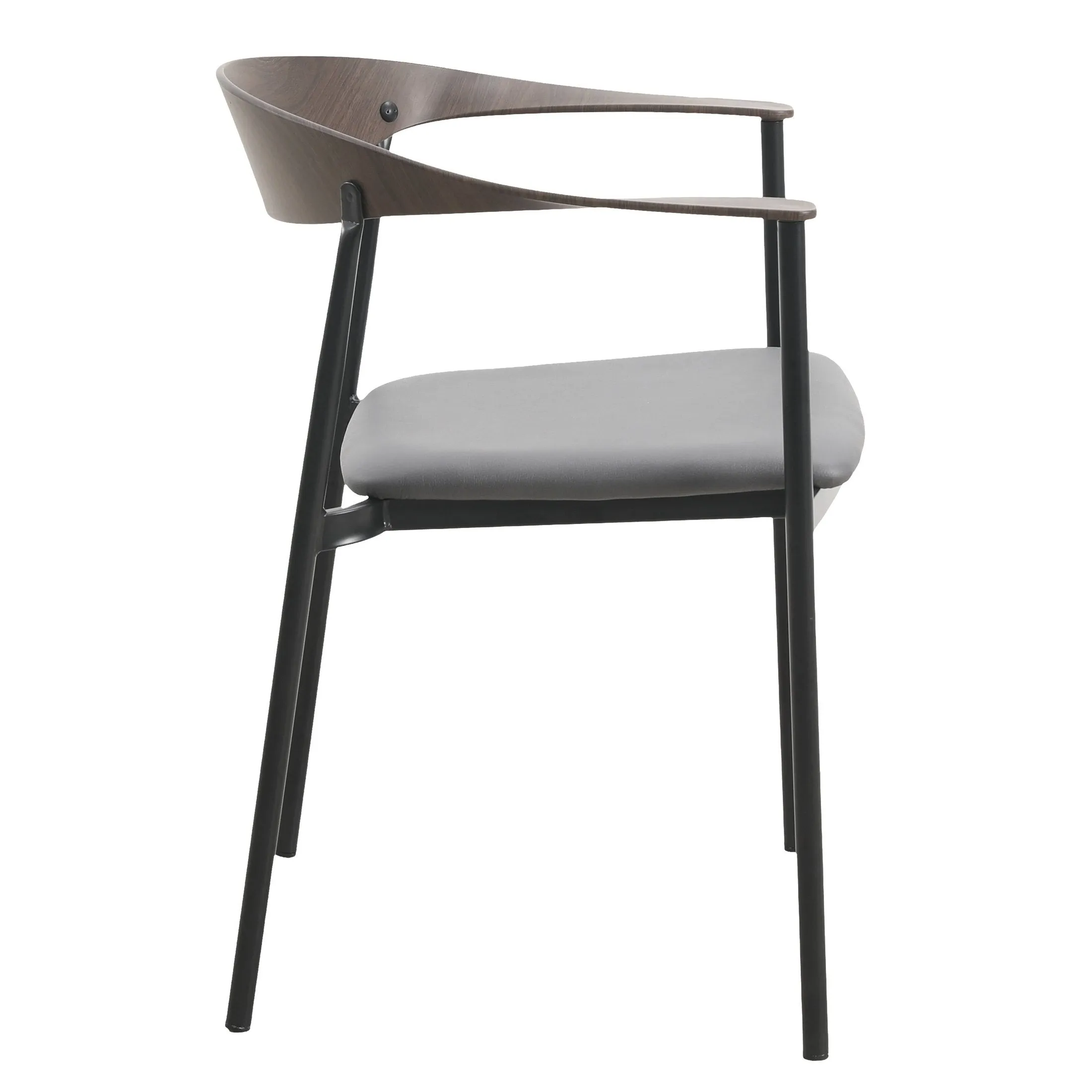 Kora Leather Dining Chair with Open-Back Design and Stainless Steel Frame and Legs Set of 2