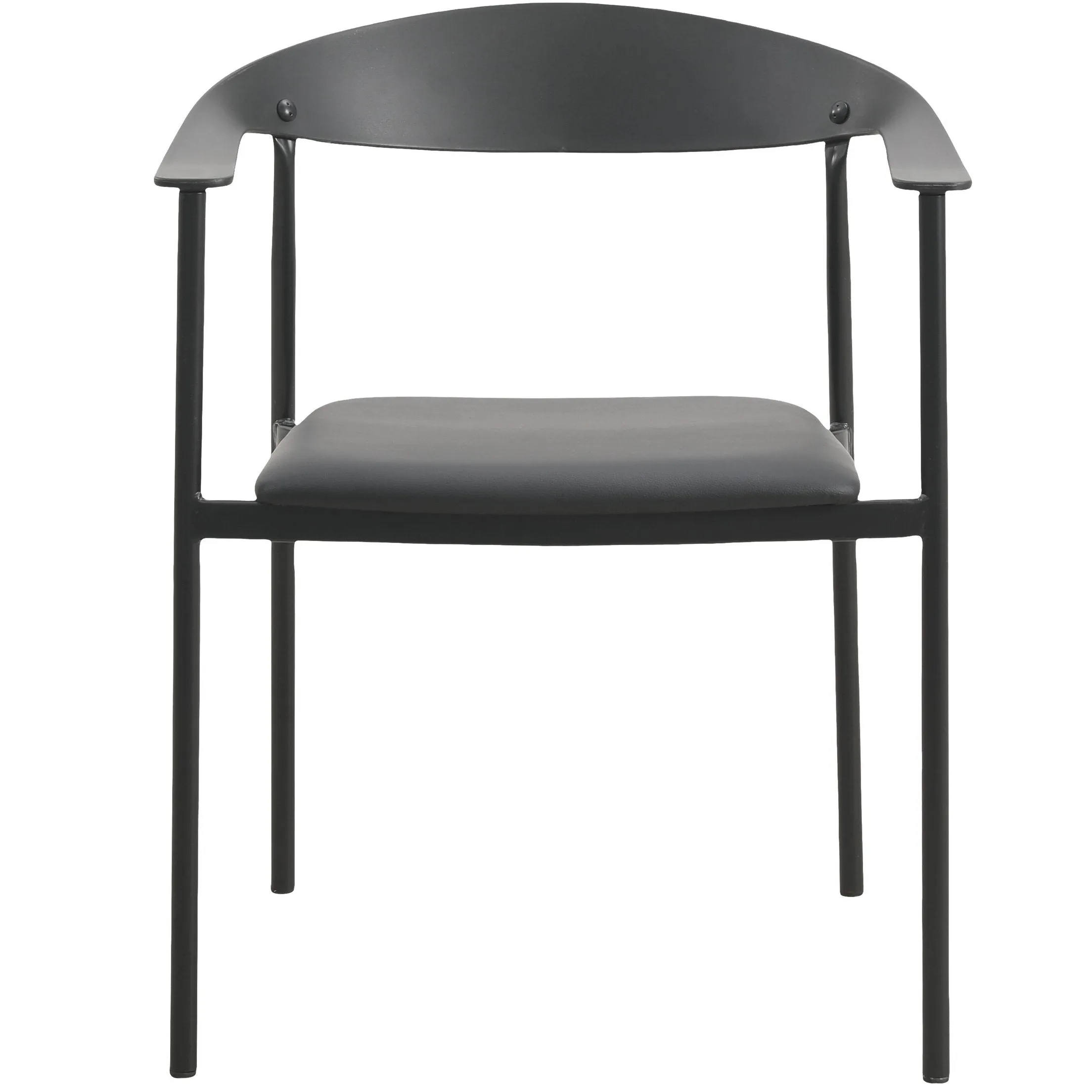 Kora Leather Dining Chair with Open-Back Design and Stainless Steel Frame and Legs Set of 2