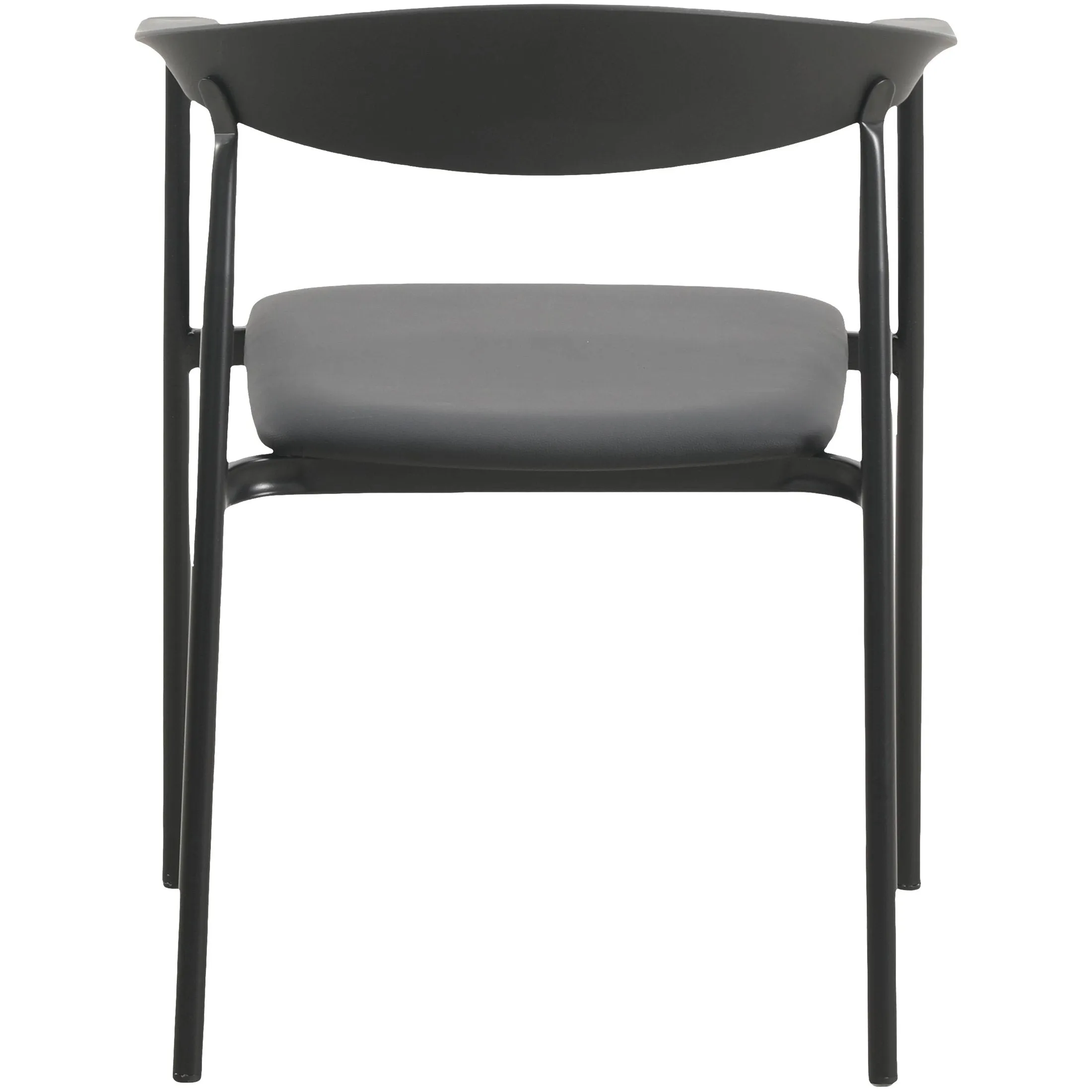 Kora Leather Dining Chair with Open-Back Design and Stainless Steel Frame and Legs Set of 2