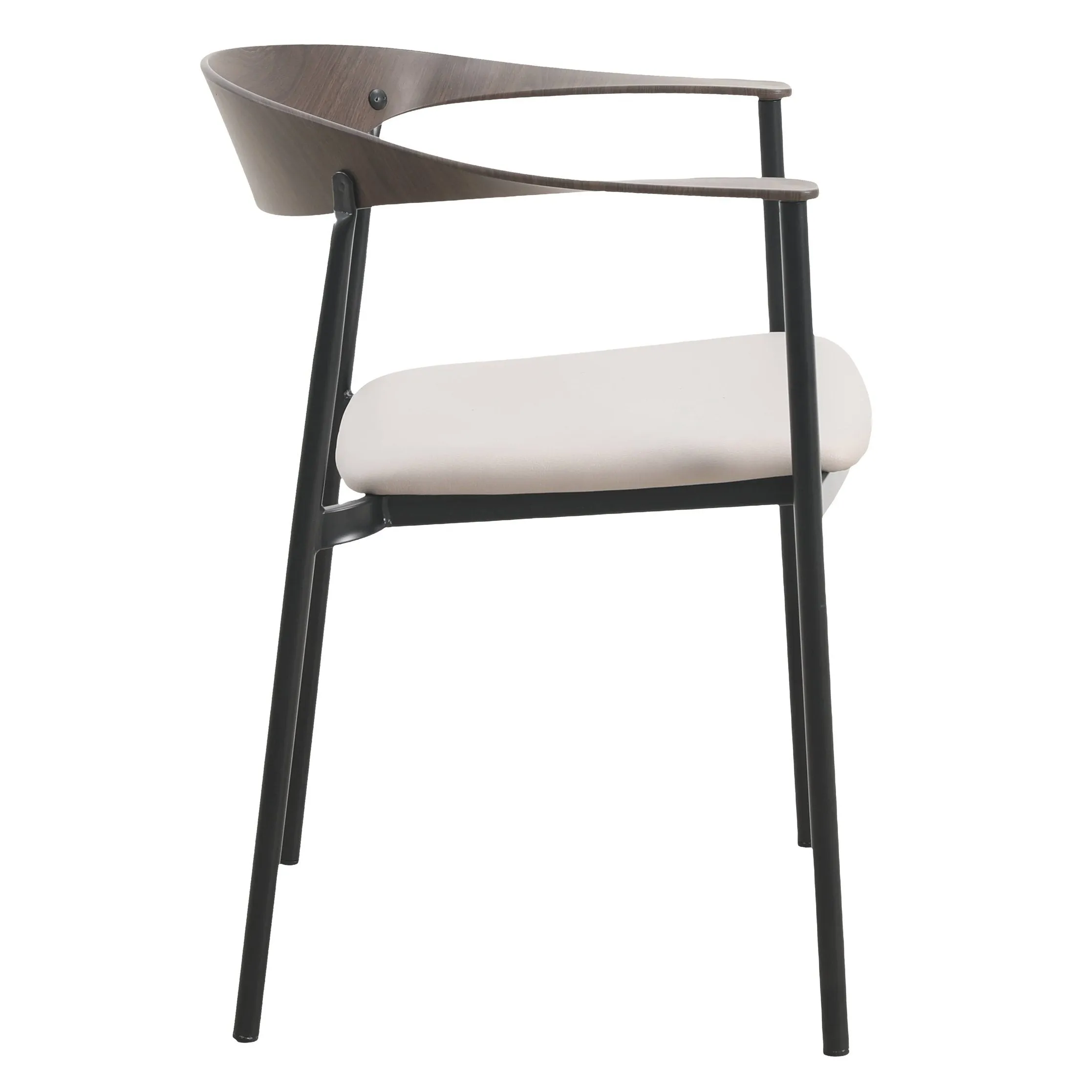 Kora Leather Dining Chair with Open-Back Design and Stainless Steel Frame and Legs Set of 2