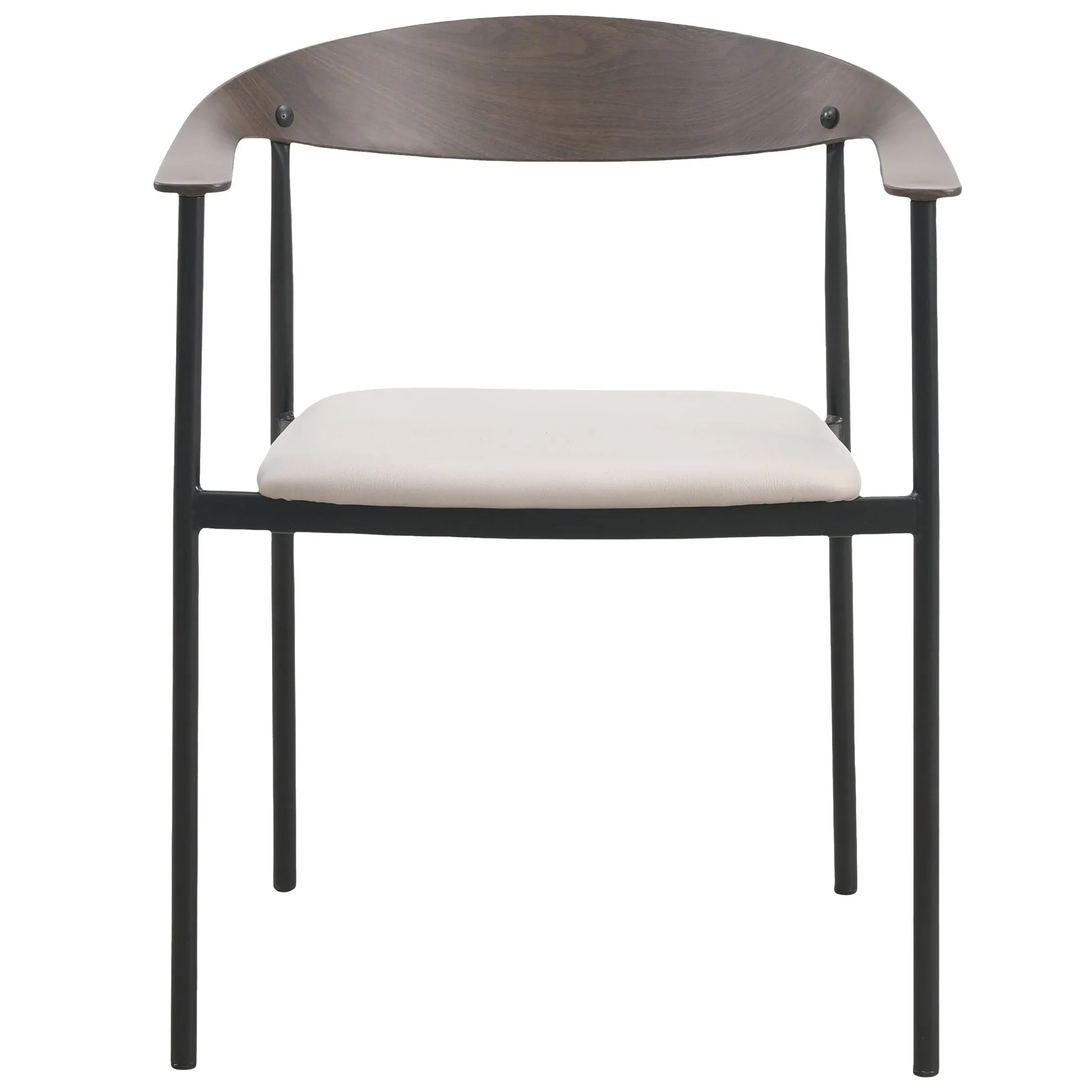 Kora Leather Dining Chair with Open-Back Design and Stainless Steel Frame and Legs Set of 2