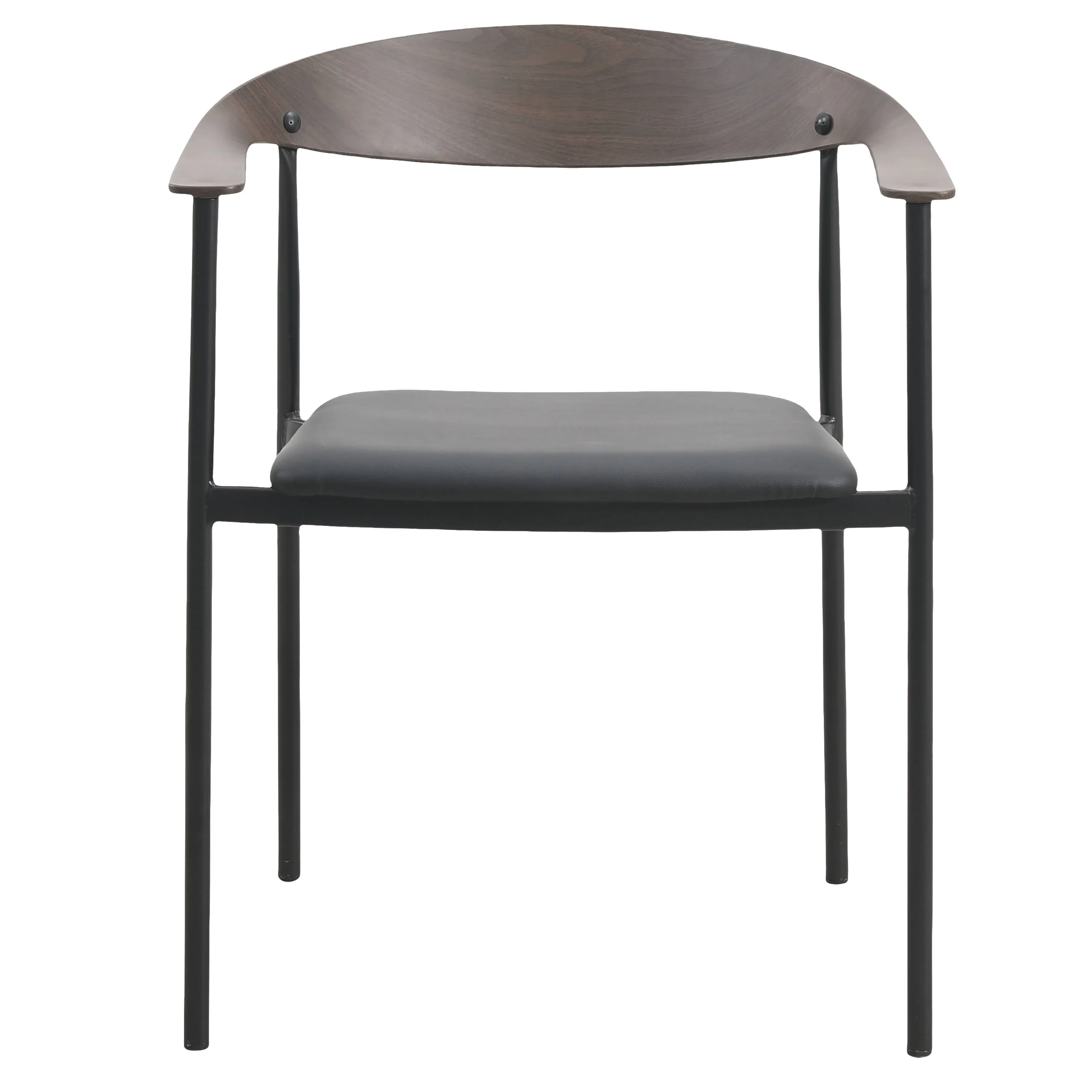 Kora Leather Dining Chair with Open-Back Design and Stainless Steel Frame and Legs Set of 2