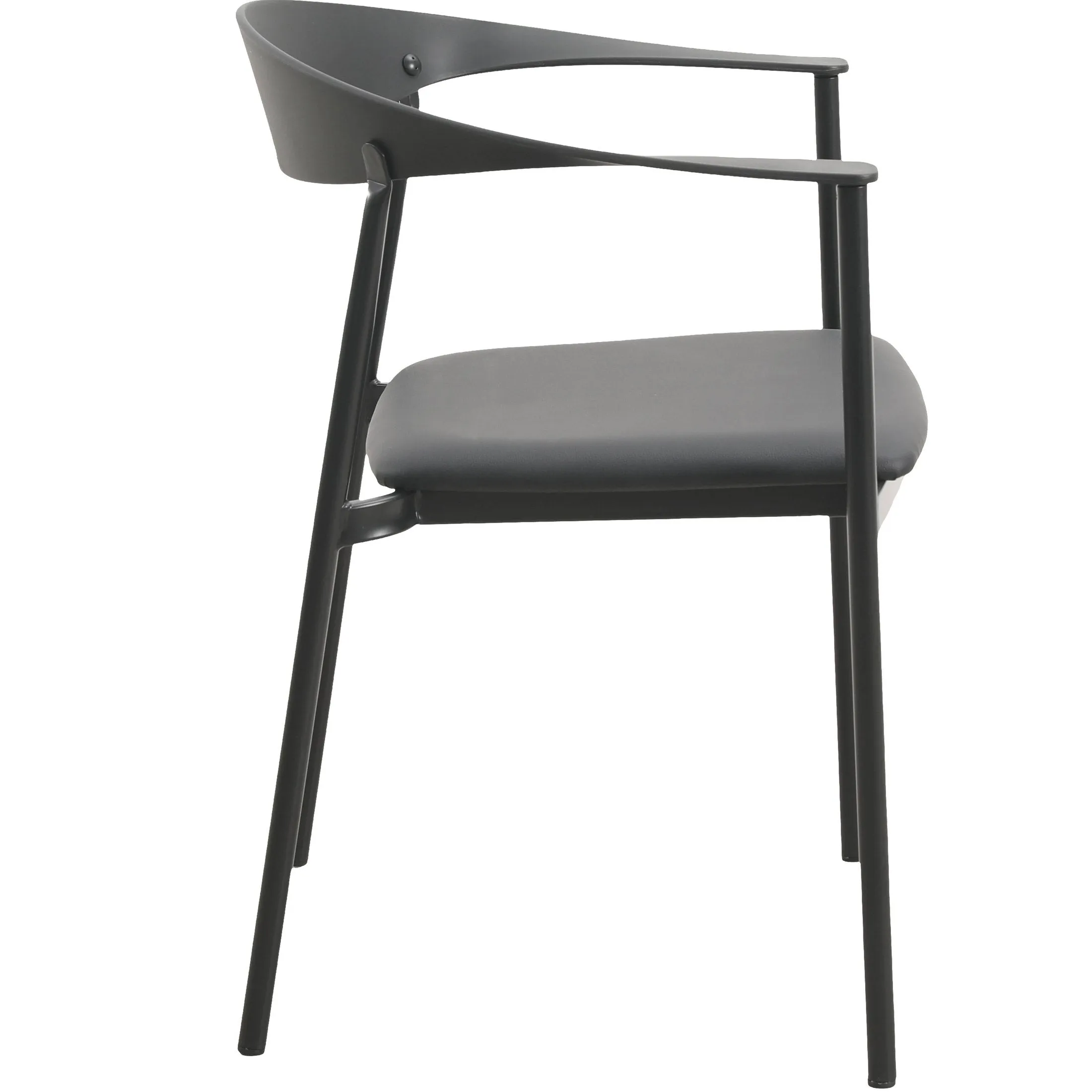 Kora Leather Dining Chair with Open-Back Design and Stainless Steel Frame and Legs Set of 2