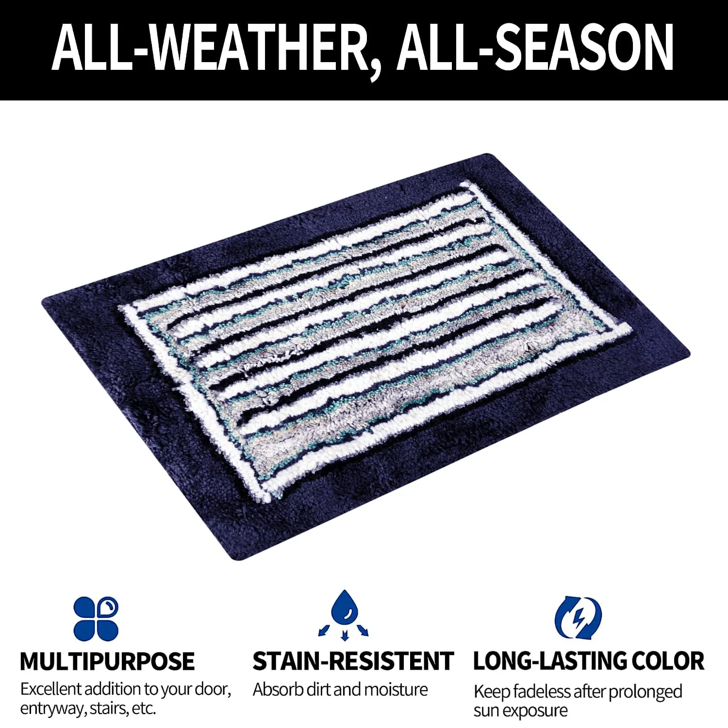 Kuber Industries Door Mat | Dust Trapper Mat | Door Entrance Mat | Anti-Skid Door Mat | Floor Mat for Home Entrance | Micro Border Door Mat | Entryway Door Mat | Blue