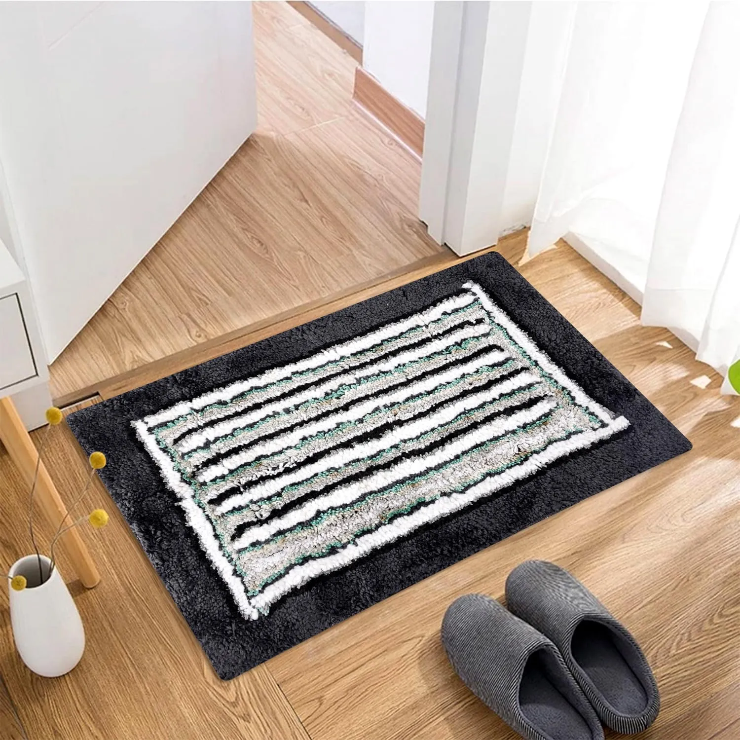 Kuber Industries Door Mat | Dust Trapper Mat | Door Entrance Mat | Anti-Skid Door Mat | Floor Mat for Home Entrance | Micro Border Door Mat | Entryway Door Mat | Gray