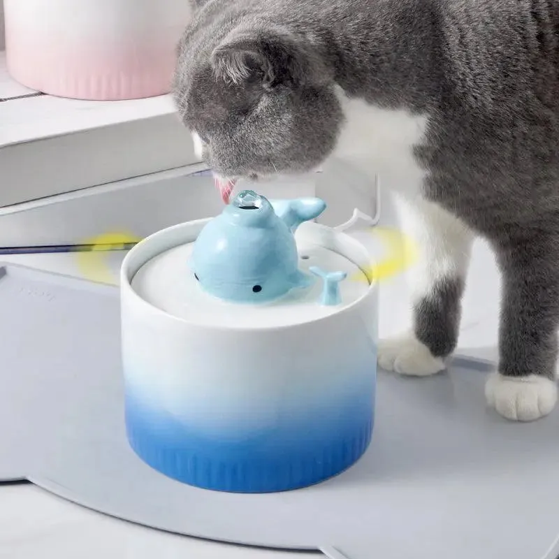 Little Whale Ceramic Pet Water Fountain – Stylish and Functional Cat Water Fountain