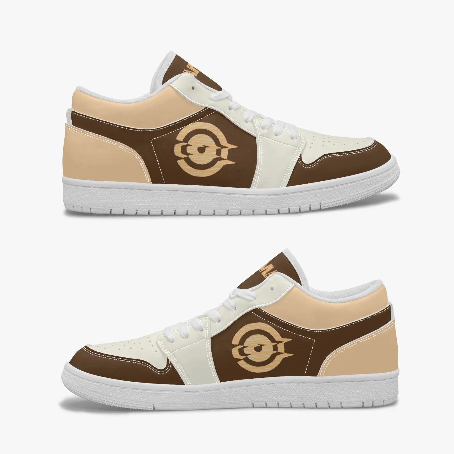 Low-Top AJ1 Leather Sneakers Brown/Beige